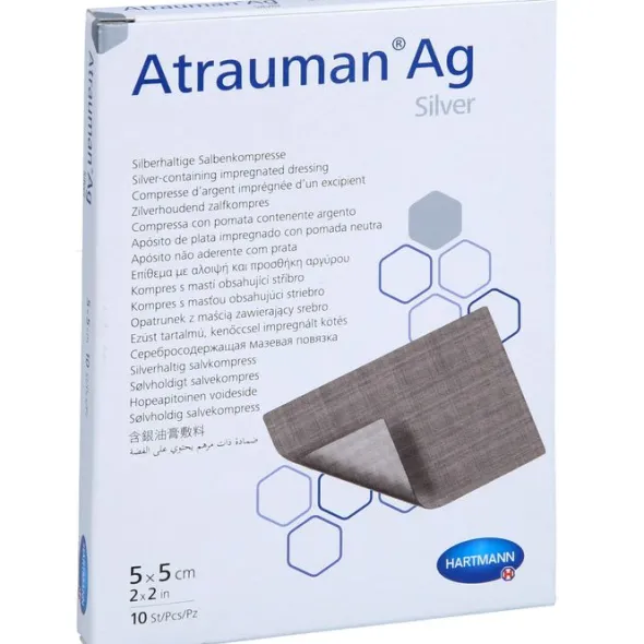 ATRAUMAN Ag 5x5 cm steril Kompressen 10 St