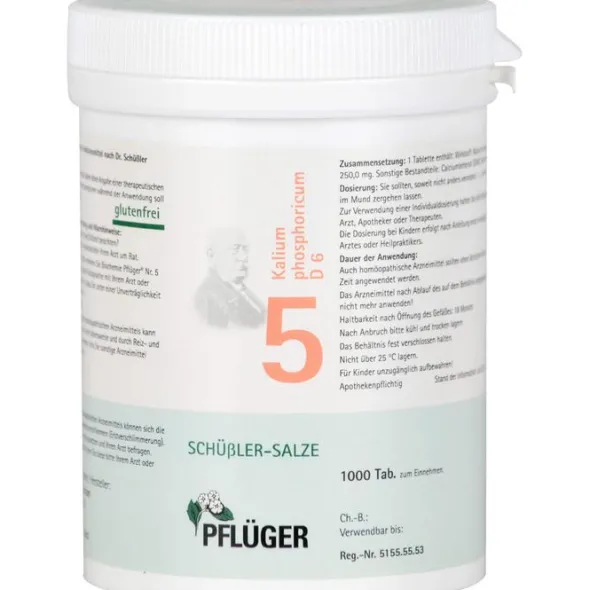 BIOCHEMIE Pflüger 5 Kalium phosphoricum D 6 Tabl. 1000 St