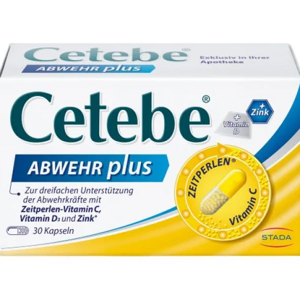 CETEBE ABWEHR plus Vitamin C+Vitamin D3+Zink Kaps. 30 St