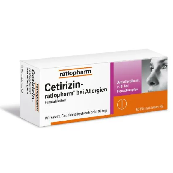 CETIRIZIN-ratiopharm bei Allergien 10 mg Filmtabl. 50 St
