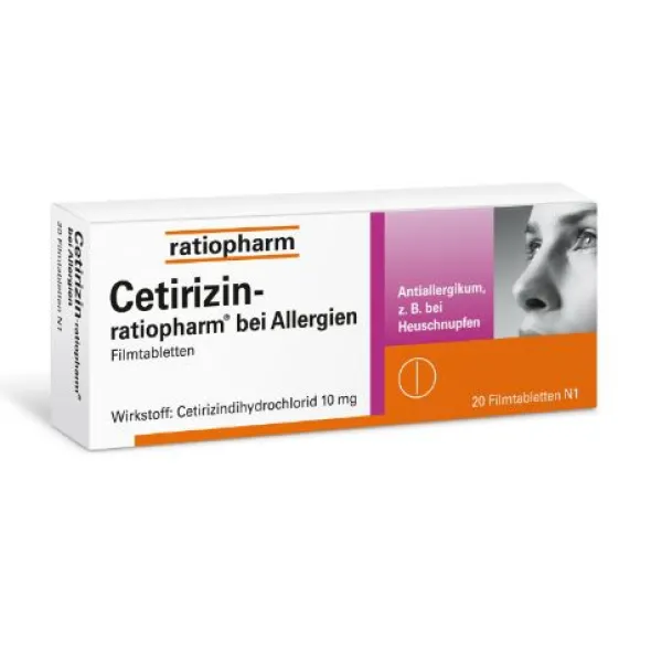 CETIRIZIN-ratiopharm bei Allergien 10 mg Filmtabl. 20 St