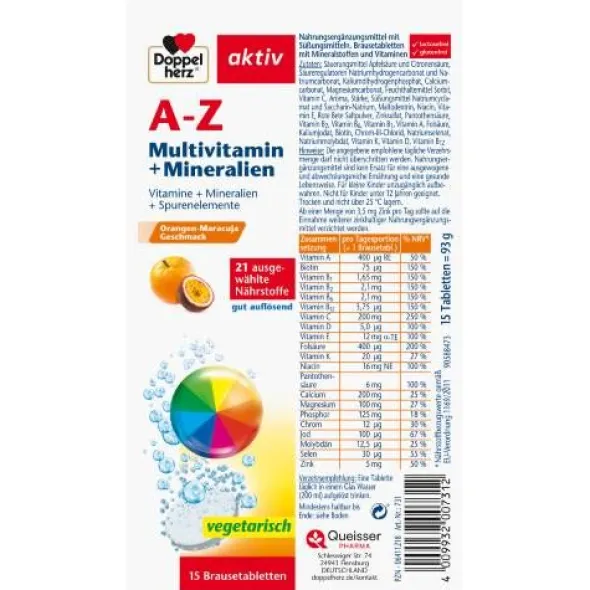 DOPPELHERZ A-Z Multivitamin+Mineralien Brausetabl. 15 St