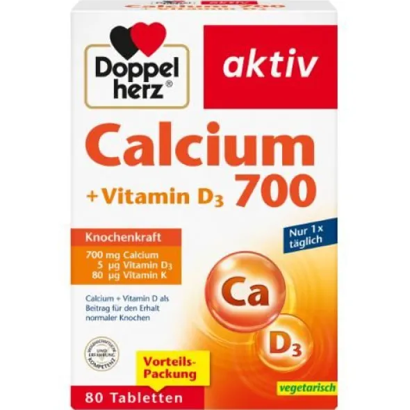DOPPELHERZ Calcium 700+Vitamin D3 Tabletten 80 St