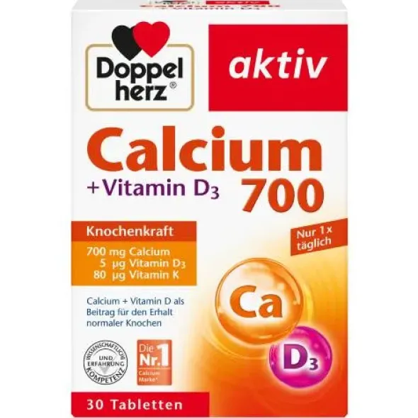 DOPPELHERZ Calcium 700+Vitamin D3 Tabletten 30 St