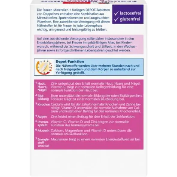 DOPPELHERZ Frauen Mineralien+Kollagen Depot Tabl. 30 St