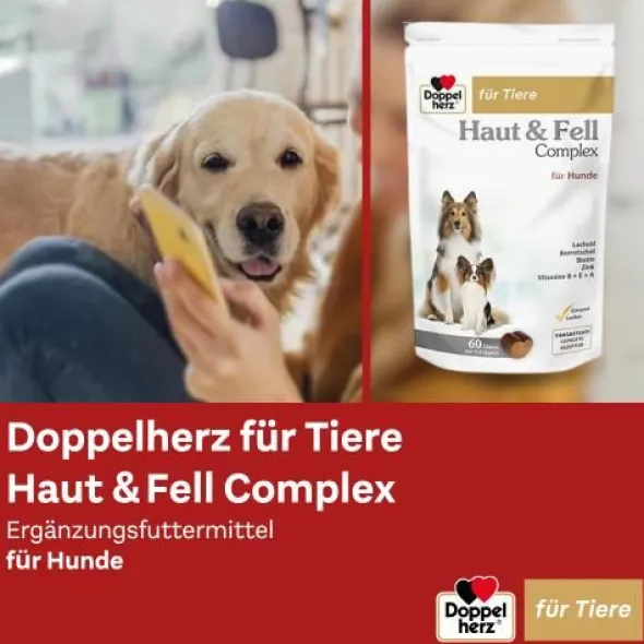 DOPPELHERZ für Tiere Haut&Fell Compl.Chews f.Hunde 60 St
