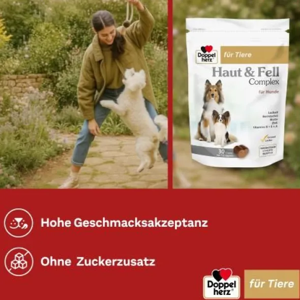 DOPPELHERZ für Tiere Haut&Fell Compl.Chews f.Hunde 30 St
