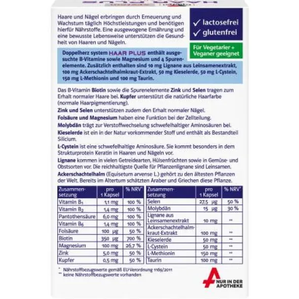 DOPPELHERZ Haar Plus system Kapseln 30 St