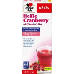 DOPPELHERZ heiße Cranberry m.Vit.C+Zink Granulat 10 St
