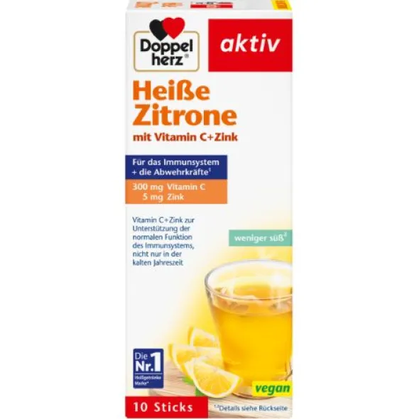 DOPPELHERZ heiße Zitrone Vitamin C+Zink Granulat 10 St