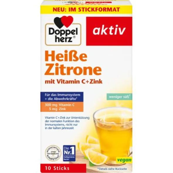 DOPPELHERZ heiße Zitrone Vitamin C+Zink Granulat 10 St
