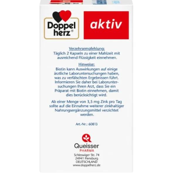 DOPPELHERZ Kieselerde+Biotin+Zink Kapseln 60 St