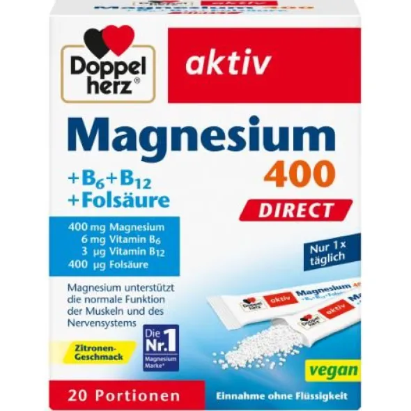 DOPPELHERZ Magnesium+B Vitamine DIRECT Pellets 20 St