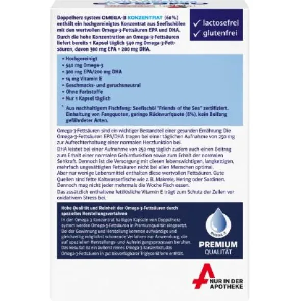 DOPPELHERZ Omega-3 Konzentrat system Kapseln 30 St