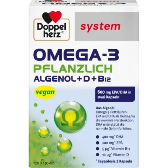 DOPPELHERZ Omega-3 pflanzlich system Kapseln 120 St