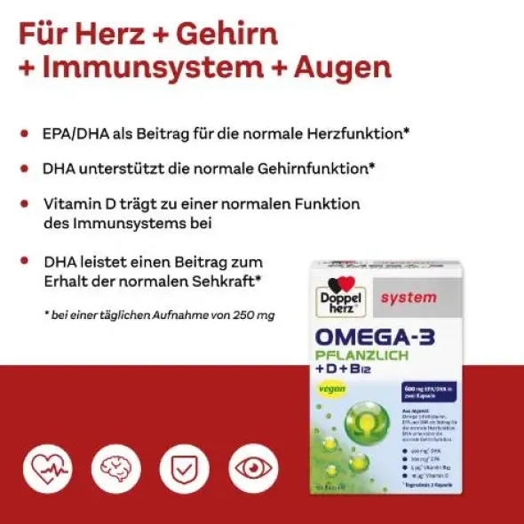 DOPPELHERZ Omega-3 pflanzlich system Kapseln 120 St