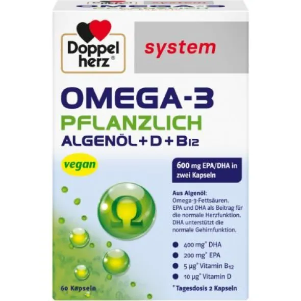 DOPPELHERZ Omega-3 pflanzlich system Kapseln 60 St