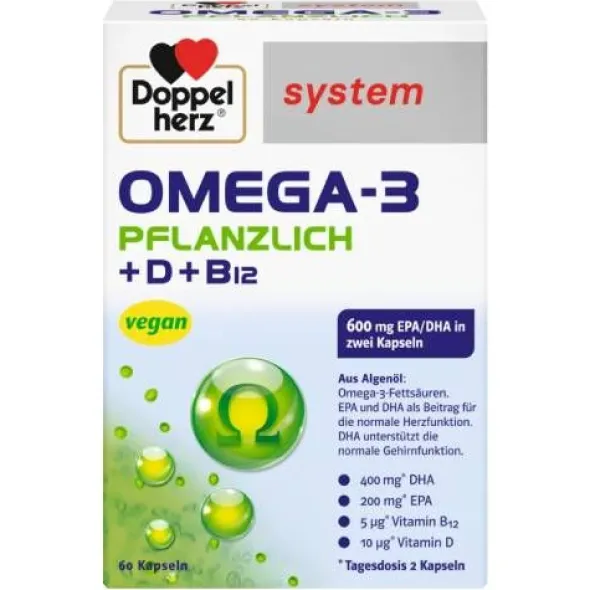 DOPPELHERZ Omega-3 pflanzlich system Kapseln 60 St