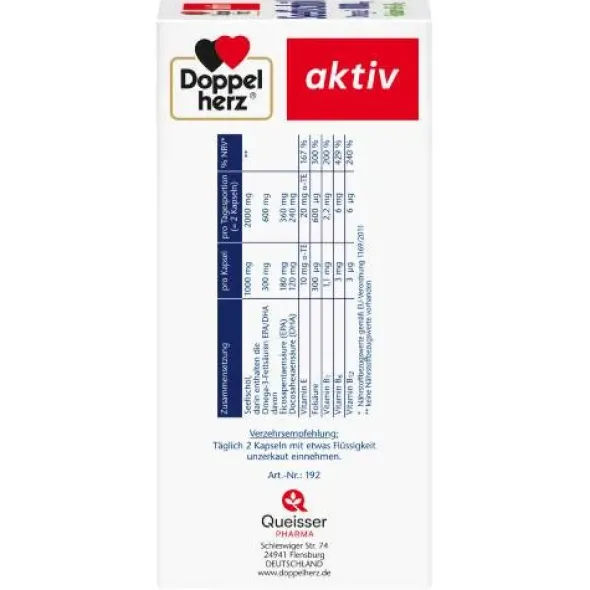 DOPPELHERZ Seefischöl Omega-3 1.000 mg+Fols.Kaps. 120 St