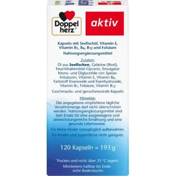 DOPPELHERZ Seefischöl Omega-3 1.000 mg+Fols.Kaps. 120 St