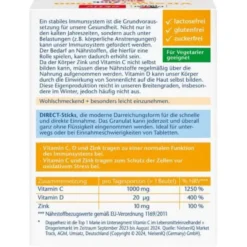 DOPPELHERZ Vitamin C 1000+D3+Zink DIRECT Pellets 20 St
