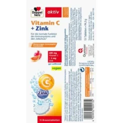 DOPPELHERZ Vitamin C+Zink Brausetabletten 15 St