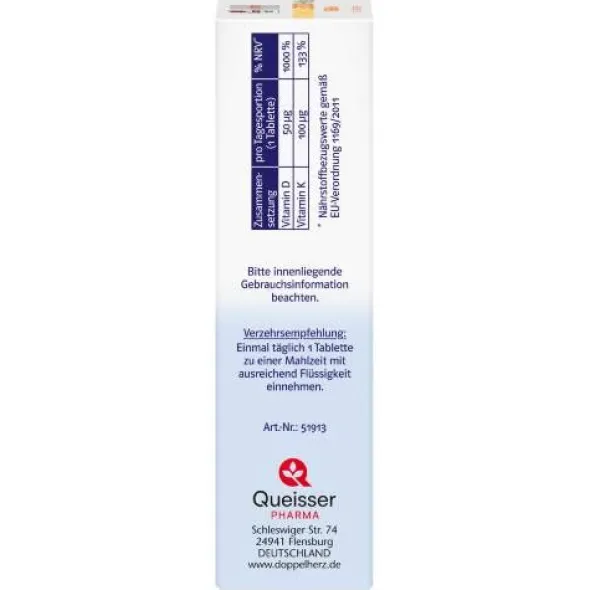 DOPPELHERZ Vitamin D3 2000+K2 system Tabletten 120 St