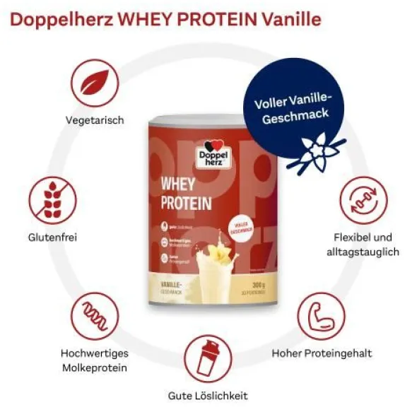 DOPPELHERZ Whey Protein Vanille-Geschmack Pulver 300 g