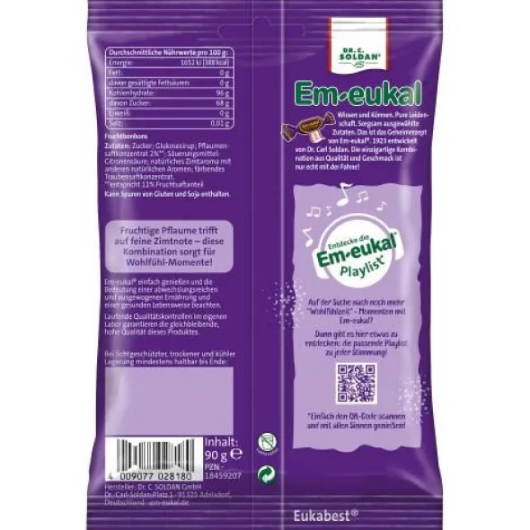 EM-EUKAL Bonbons Wohlfühlmoment Pflaume-Zimt z.h. 90 g