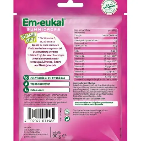 EM-EUKAL Gummidrops Vitamin Shot vegan zuckerhalt. 90 g