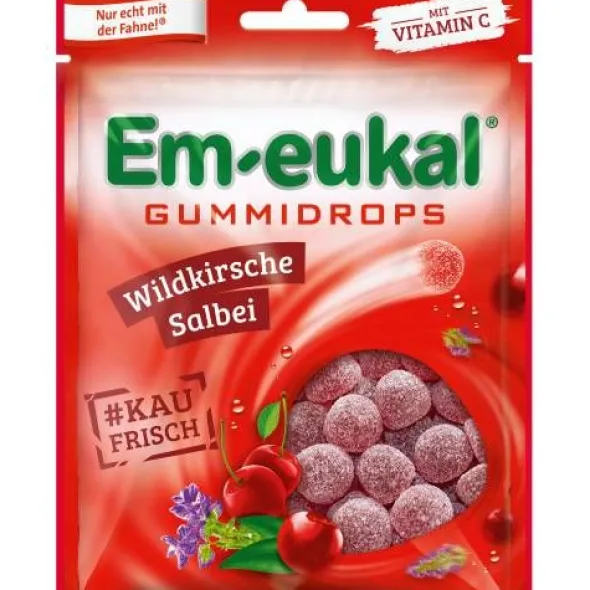EM-EUKAL Gummidrops Wildkirsche-Salbei zuckerhalt. 90 g
