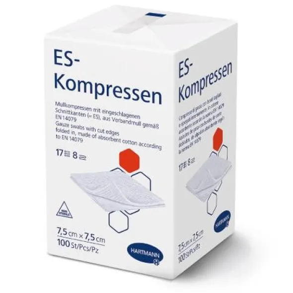 ES-KOMPRESSEN unsteril 7,5x7,5 cm 8fach 100 St