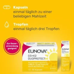 EUNOVA DuoProtect D3+K2 2000 I.E./80 μg Kaps.Kombi 2X90 St