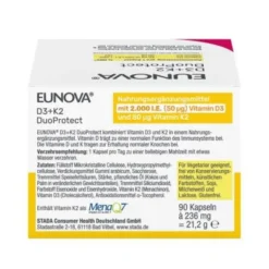 EUNOVA DuoProtect D3+K2 2000 I.E./80 μg Kaps.Kombi 2X90 St