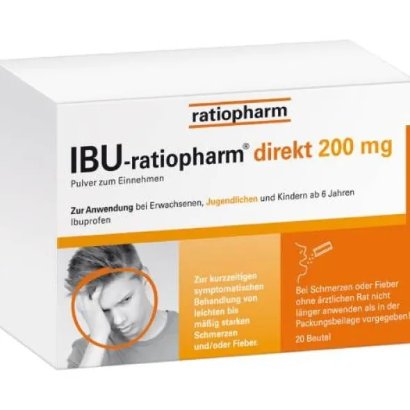IBU-RATIOPHARM direkt 200 mg Pulver zum Einnehmen 20 St