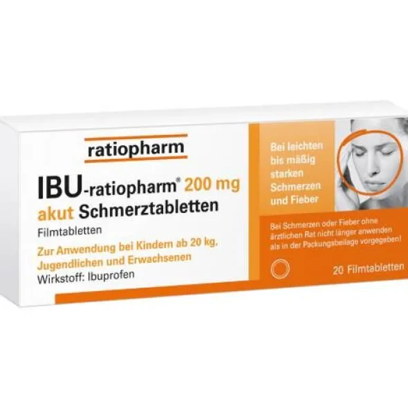 IBU-RATIOPHARM 200 mg akut Schmerztbl.Filmtabl. 20 St