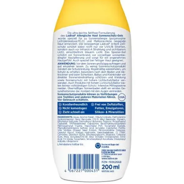 LADIVAL allergische Haut Sonnenschutz-Gel LSF 30 200 ml