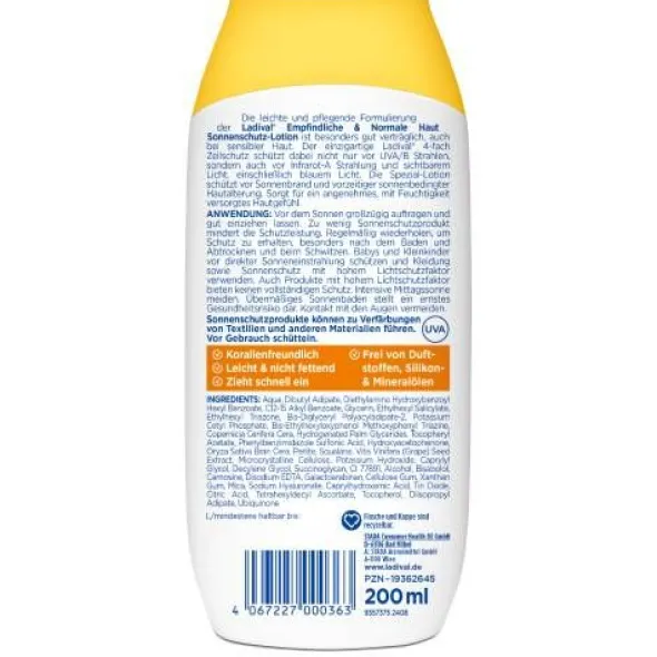 LADIVAL empfindliche & normale Haut Lotion LSF 50+ 200 ml