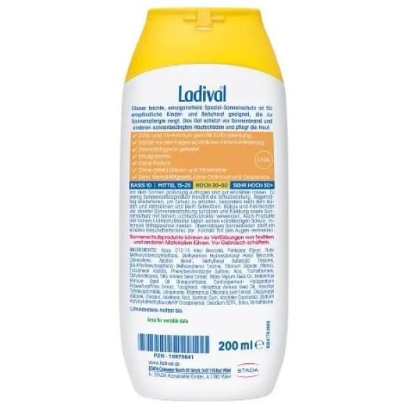 LADIVAL Kinder allergische Haut Gel LSF 30 200 ml