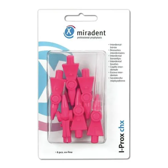 MIRADENT Interdentalbürste I-Prox CHX xx-fine pink 6 St