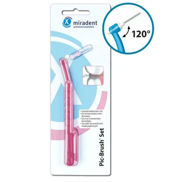MIRADENT Interd.Pic-Brush Set 1Halt+1Bü.tran.pink 1 St