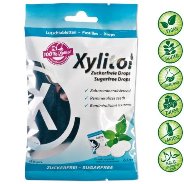 MIRADENT Xylitol Drops zuckerfrei Mint 60 g