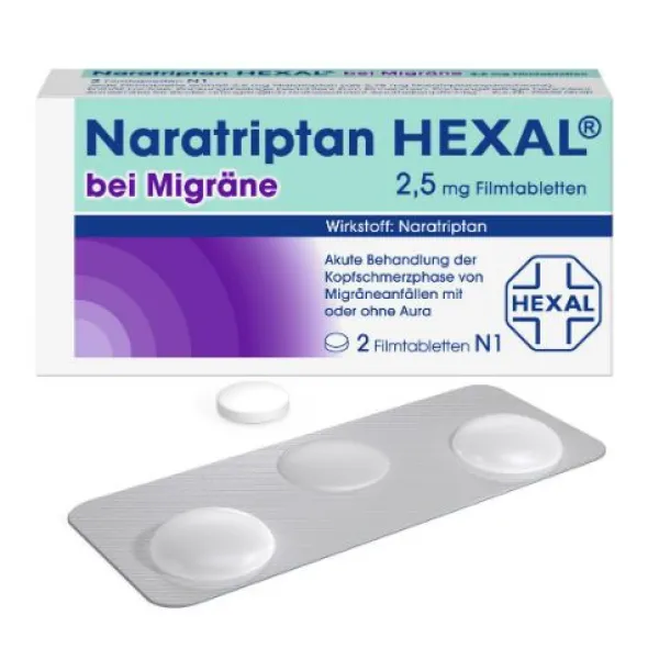 NARATRIPTAN HEXAL bei Migräne 2,5 mg Filmtabletten 2 St