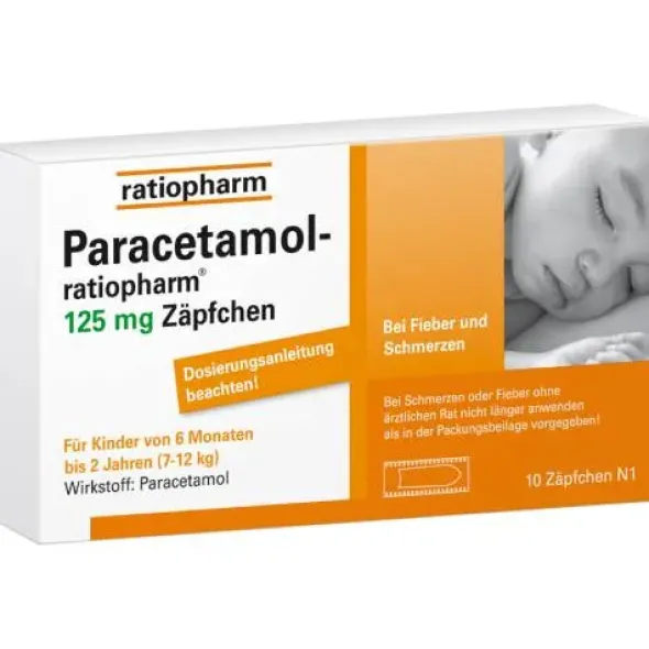 PARACETAMOL-ratiopharm 125 mg Zäpfchen 10 St