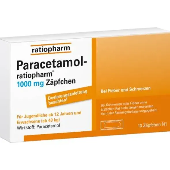 PARACETAMOL-ratiopharm 1.000 mg Zäpfchen 10 St