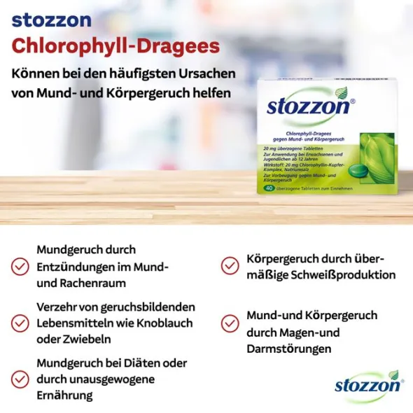STOZZON Chlorophyll überzogene Tabletten 40 St