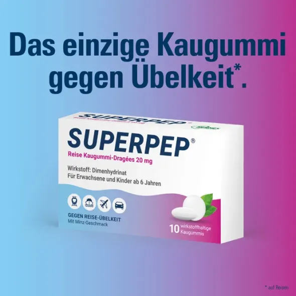 SUPERPEP Reise Kaugummi Dragees 20 mg 20 St