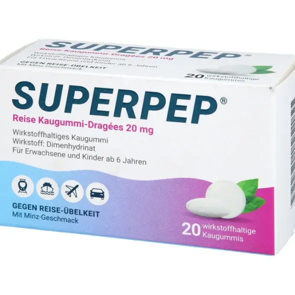 SUPERPEP Reise Kaugummi Dragees 20 mg 20 St