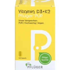 VITAMIN D3+K2 Pflüger PUR 1.000 I.E./75 μg Kapseln 120 St