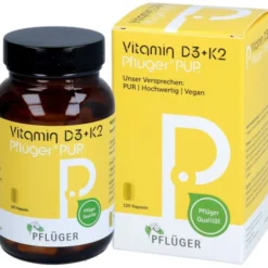 VITAMIN D3+K2 Pflüger PUR 1.000 I.E./75 μg Kapseln 120 St